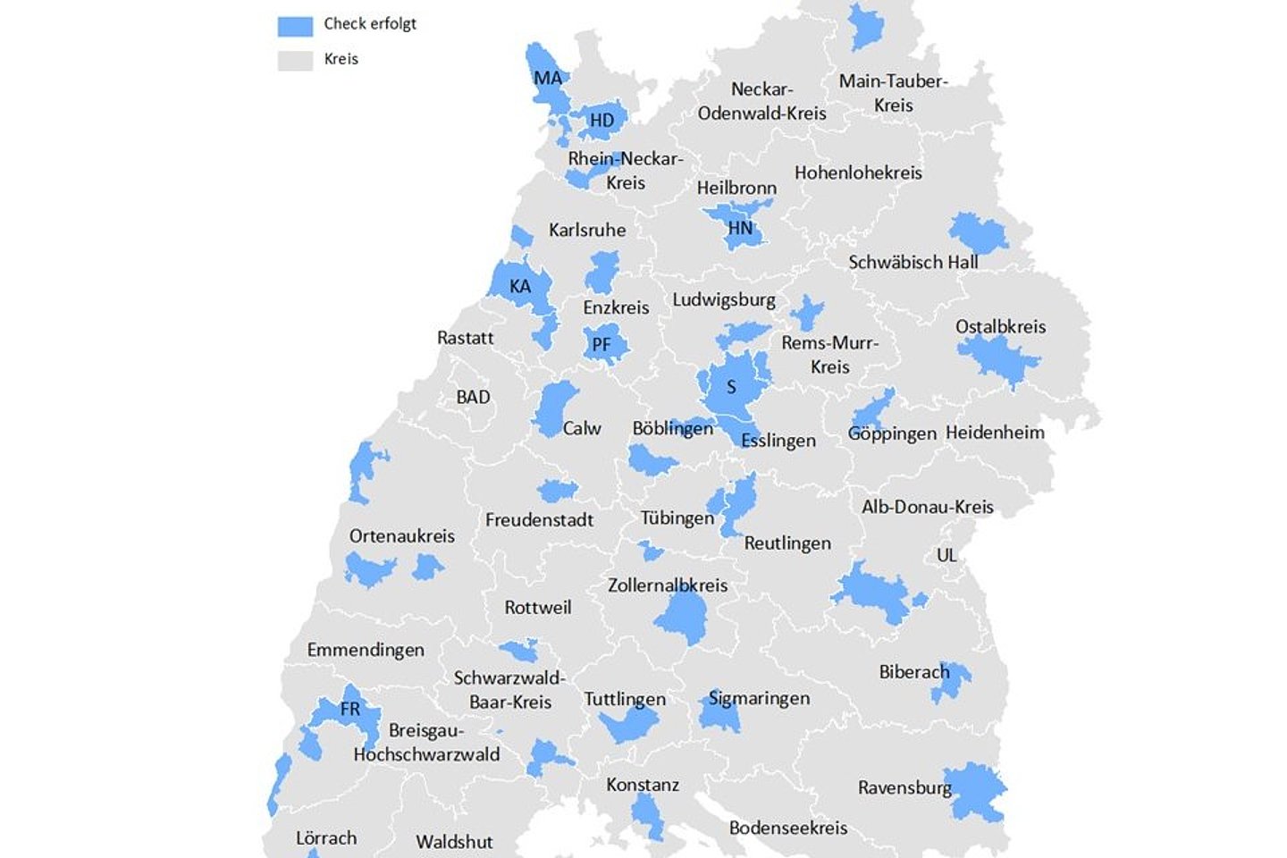 Diese Kommunen haben die Fußverkehrs-Checks 2015-2019 durchlaufen.