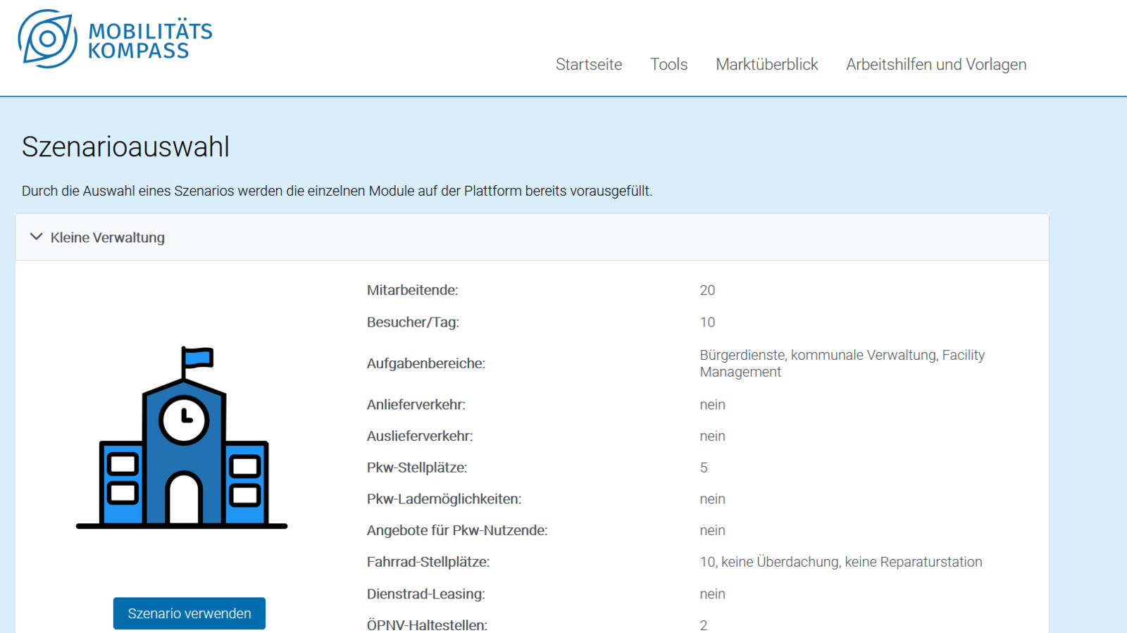 Screenshot Mobilitätskompass