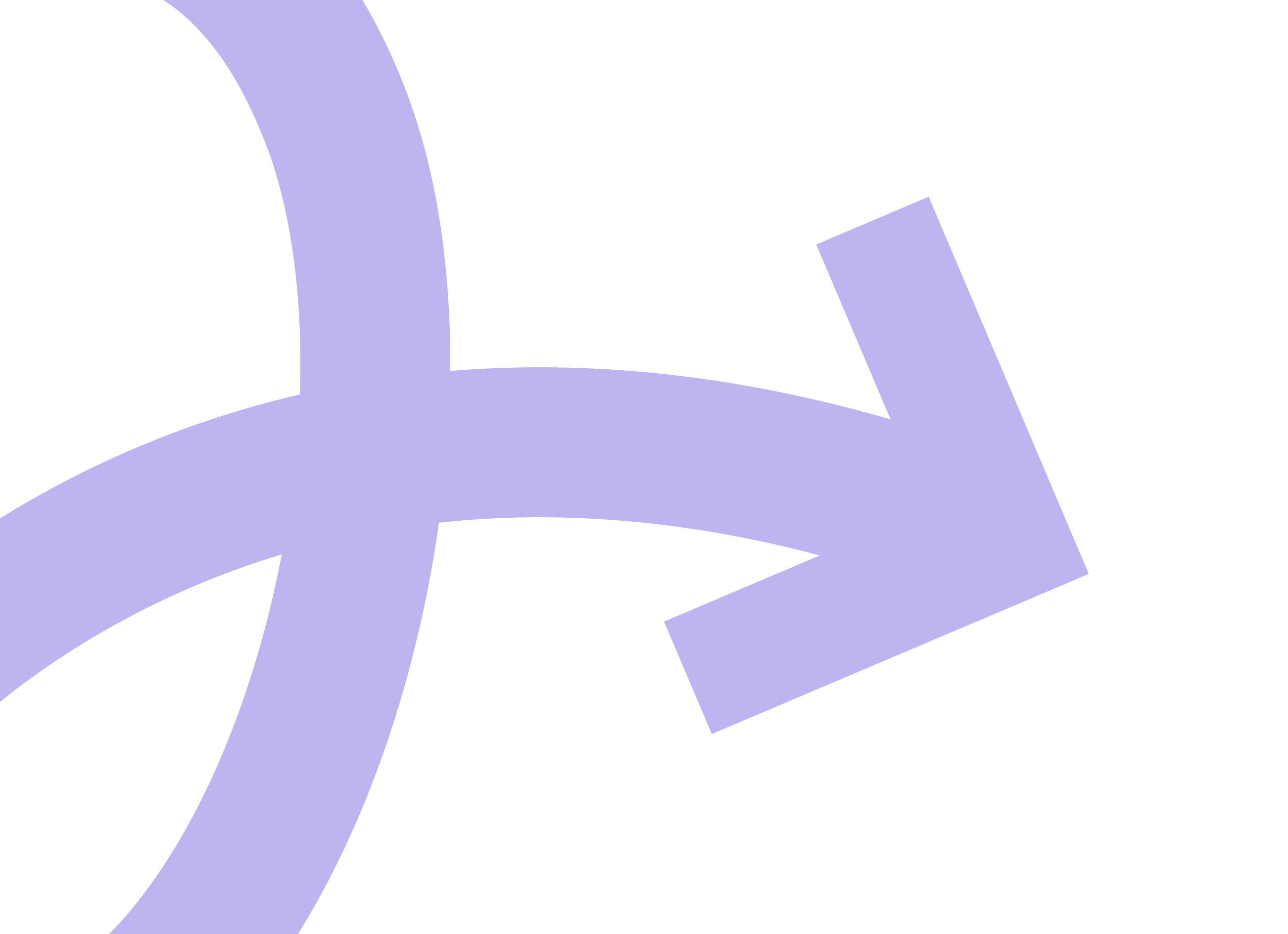 weiße Grafik mit gebogenem Pfeil in Violett