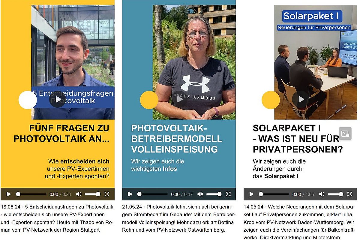 Screenshot der Webseite vom PV-Netzwerk