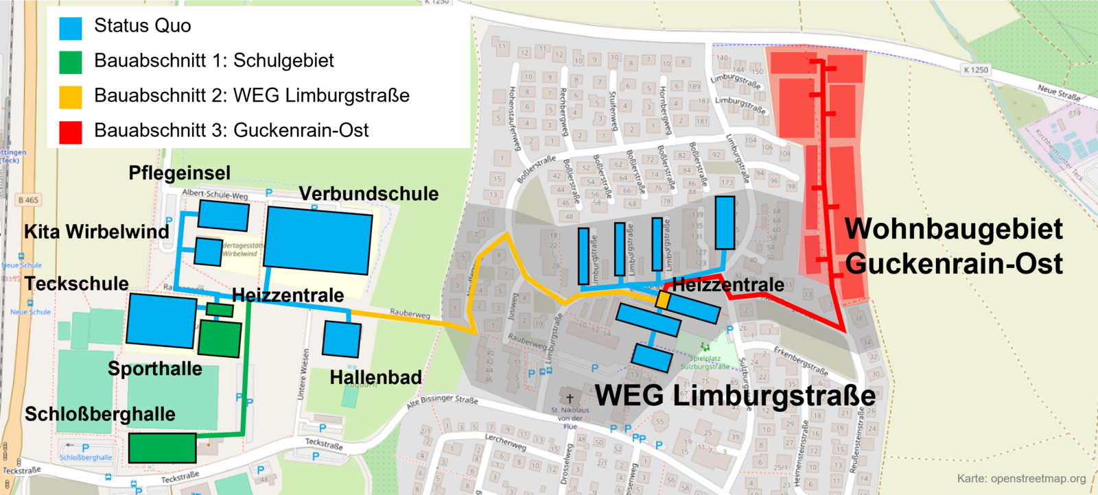 Netzgebiet und Bauabschnitte