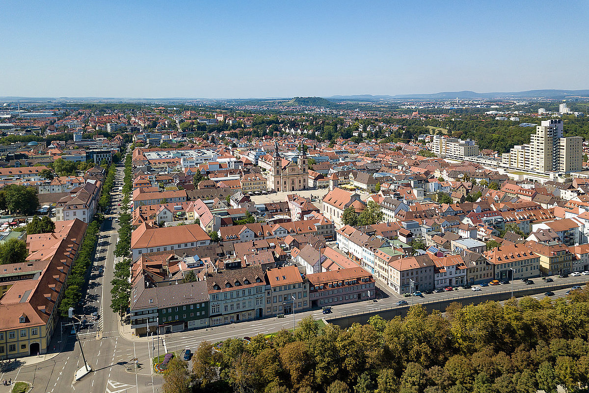 Innenstadt Ludwigsburg von schräg oben