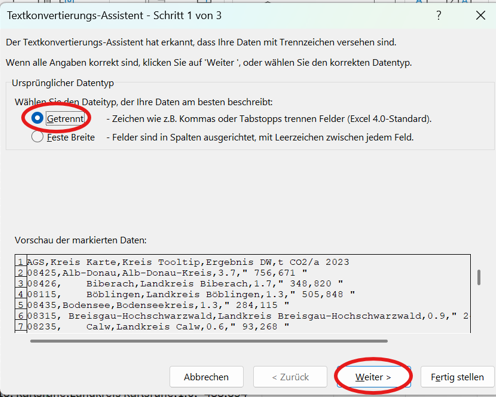 Einstellungen in Excel Einstellungen in Exel zum Datentyp